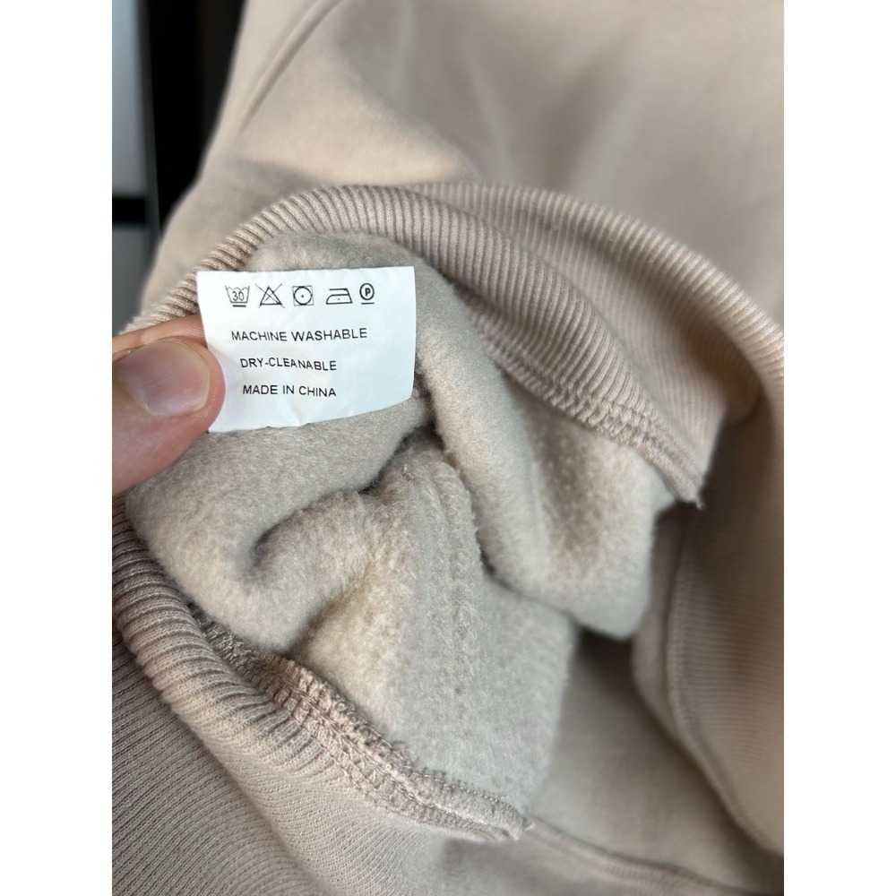 AUTOMET Women's Half Zip Cropped Sweatshirt Fleece Pullover Beige Small - Picture 6 of 10